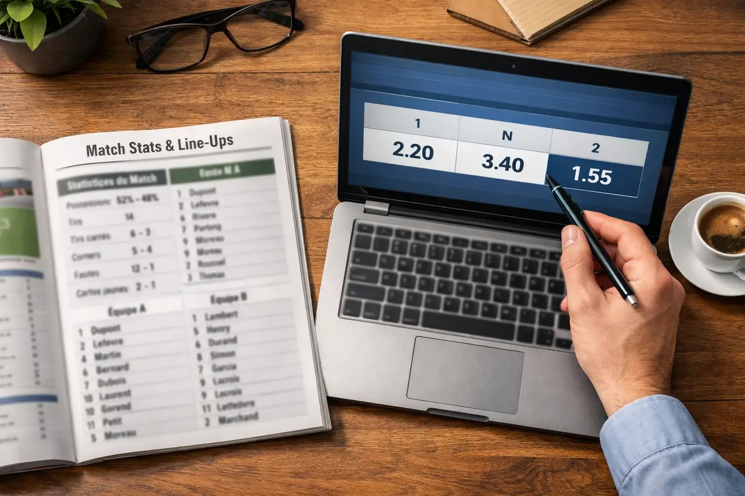 Tableau de cotes de paris sportifs avec calcul des probabilités implicites